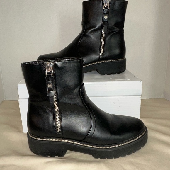 Calvin Klein Black Leather Ankle Boots - Picture 1 of 10